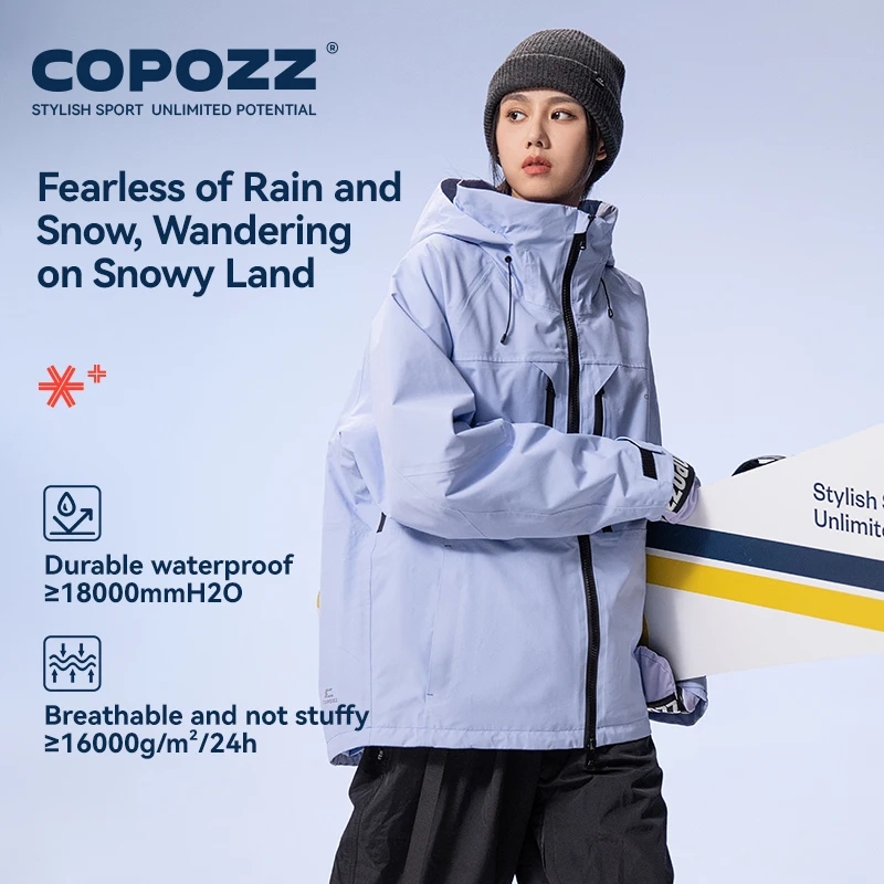 COPOZZ Thicken 3L Ski Jacket Men Women Windproof Waterproof Winter Ski Coat Wear Solid Color Hooded Warm Snowboard Suit winter jacket ski jacket