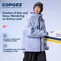 COPOZZ Thicken 3L Ski Jacket Men Women Windproof Waterproof Winter Ski Coat Ski Wear Solid Color Hooded Warm Snowboard Ski Suit 1
