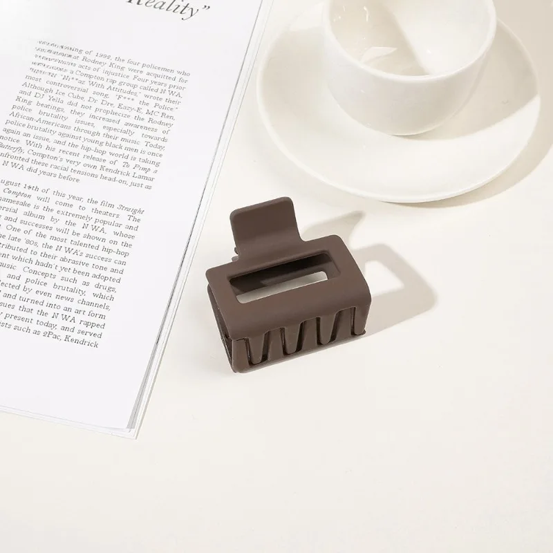 Minimalist Hair Clips - Lightweight Plastic Snap Clip in Black/White/Brown/Khaki, All-Day Hold for Fine to Thick Hair,