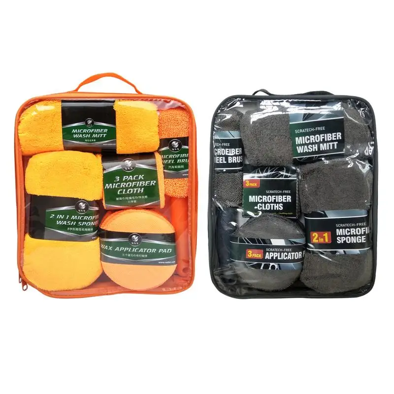 

Car Cleaning Set Detailing Supplies With Microfiber Cloth Tire Sponge Brush For Car Wash Accessories Automotive Tools 9pcs