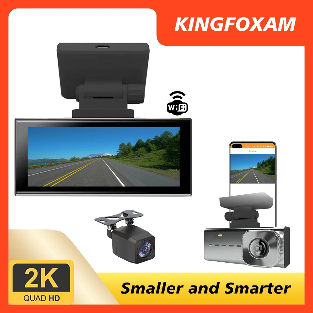 Dash Cam 2K Con Chip Hisilicon 2 Canali G-Sensor Visione Notturna Wifi Touch Screen 24H Modalità Di Parcheggio Loop Record Custodia In Metallo Per Aut