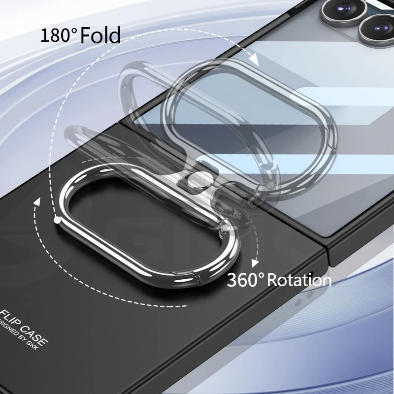 Ultra-thin Armor Ring Holder Case for Samsung Galaxy Z Flip 7 Back Screen Glass