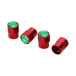 Four Leaf Clover Wheel Tire Valve Caps - Premium Design (Red)