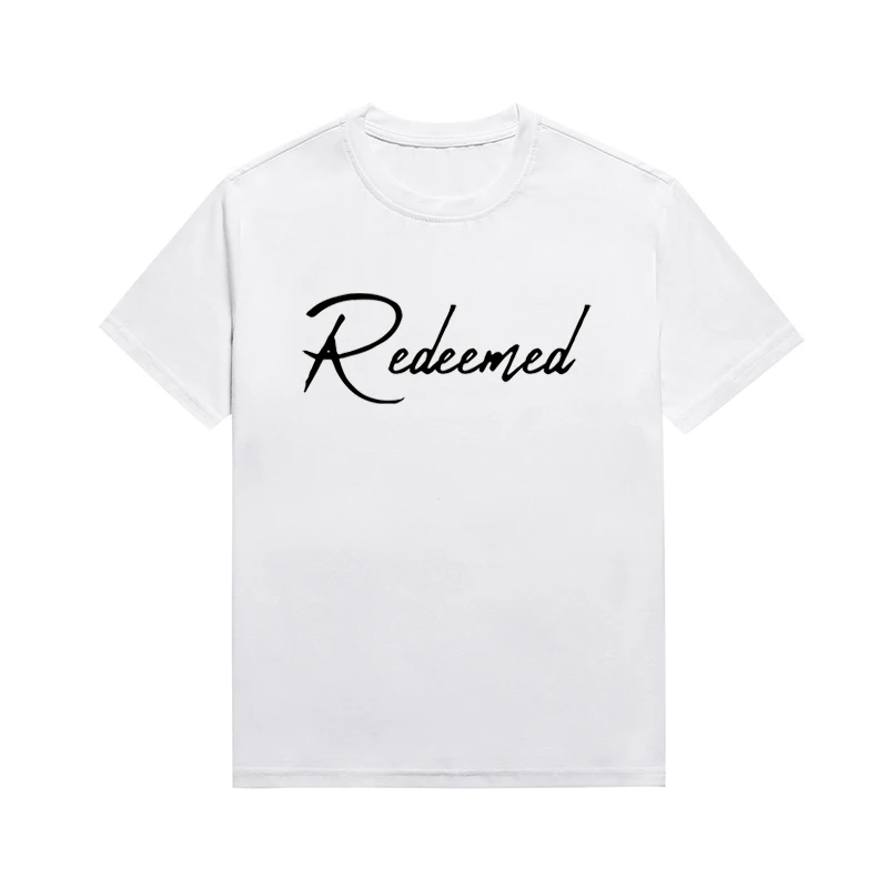 

Redeemed Slogan Christian Female T-shirt Trendy Casual Cotton Aesthetic Top Custom Tee Jesus Faith Tees