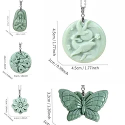 925 Silver Green Jade Pendant Amulets Real Natural Dragon Necklace Butterfly Man Stone Designer Talismans Jewelry