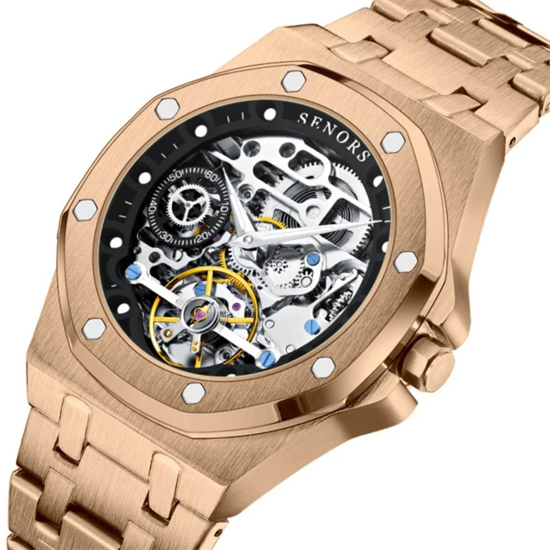 

Skeleton Mechanical Watch Stainless Steel Waterproof Mens Watches Top Brand Luxury Sport Male Automatic Wrist Watches Reloj