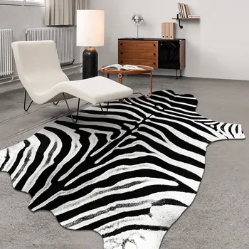 Irregular Faux Cowhide Plush Luxury Area Rug 1