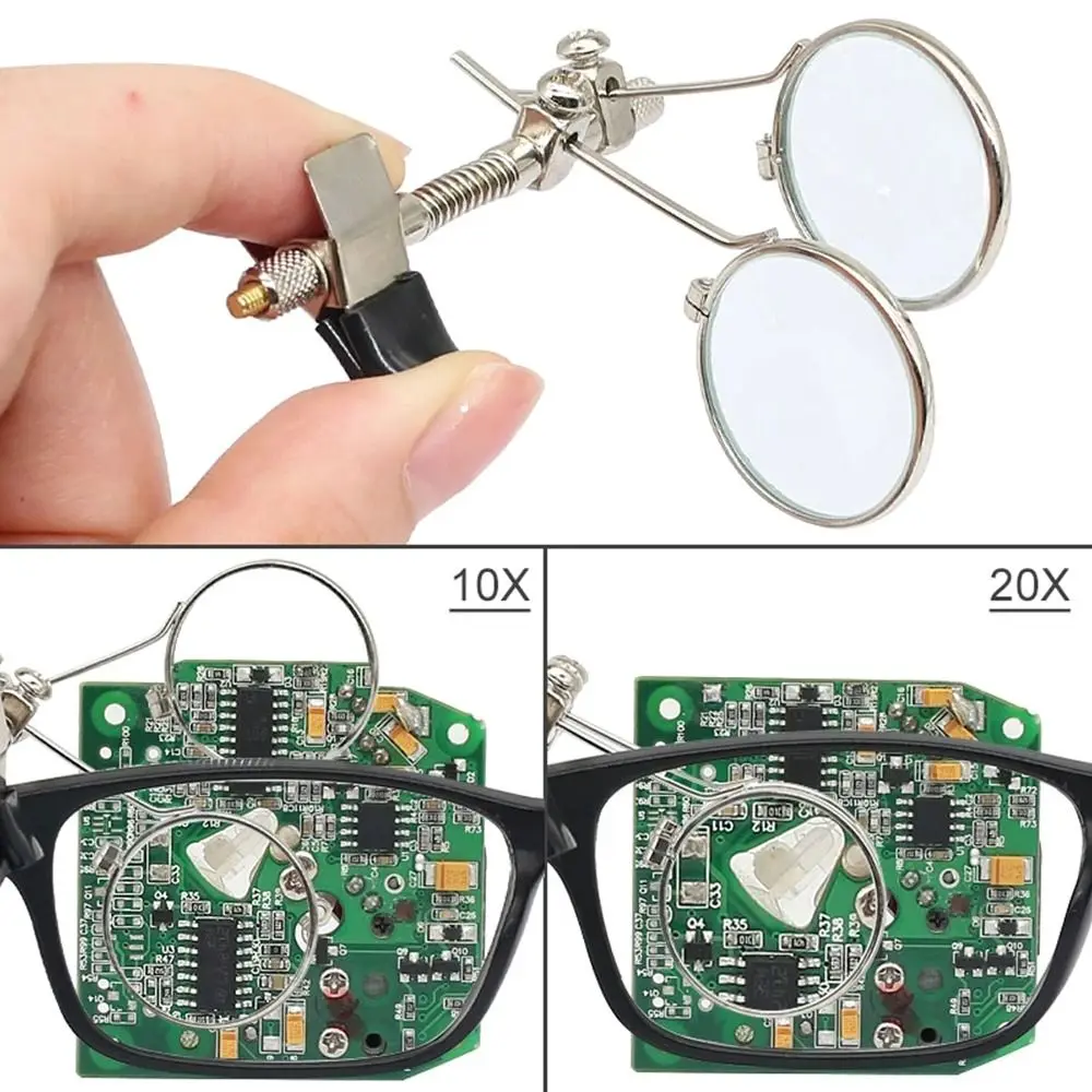 10X Double Stainless Steel Clip Lenses Magnifying Glass Magnifier Rotatable MINI Magnifier Diameter 25mm Monocular Magnifier