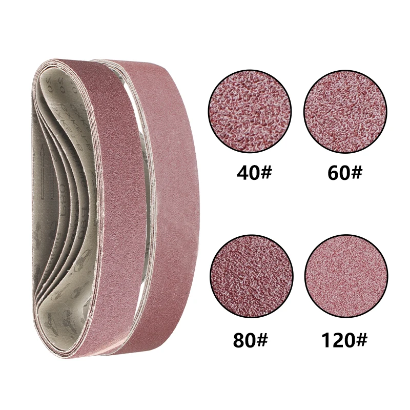 Premium Sanding Belt Set - 5-Pack, 65x410mm, Assorted Grits for Wood and Metal Polishing