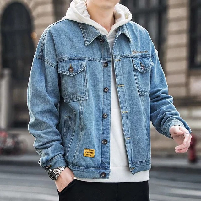 Men Hooded Denim Jacket Casual Hoodies Coat Casual Streetwear Outwear Plus  Size