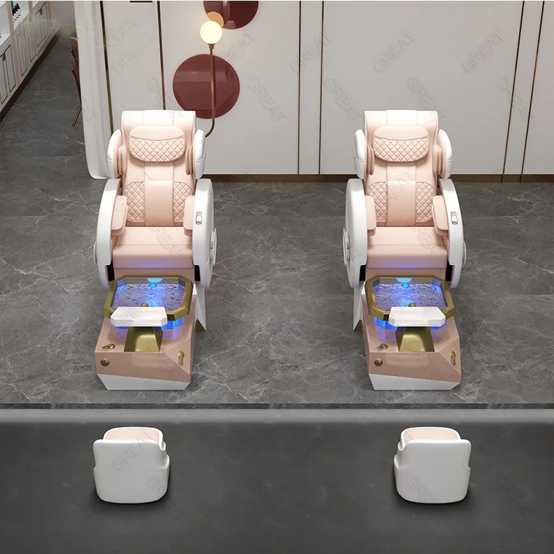 white pink beauty salon foot manicure chair electric nail salon pedicure chair with luxury human touch massage