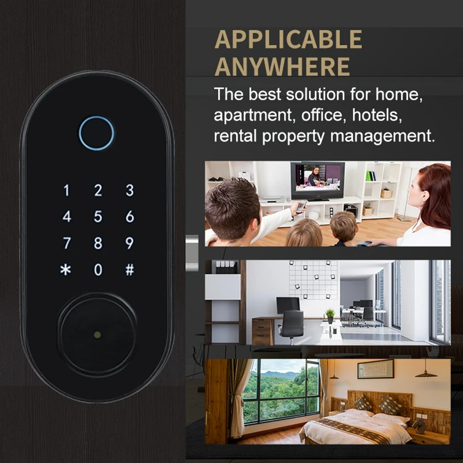 Tuya Deadbolt Fingerprint Electronic Smart Door Lock Home Anti-theft Apartment Bluetooth APP Remote Control Lock