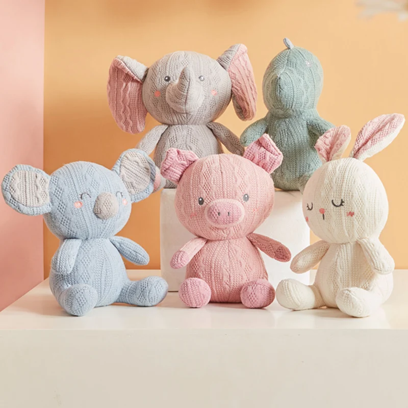 

Korea Ins Hot Rabbit Elephant Unicorn Plush Toy Bell Cute Baby Soothing Doll Knitted High Quality Birthday Gift Christmas Kids