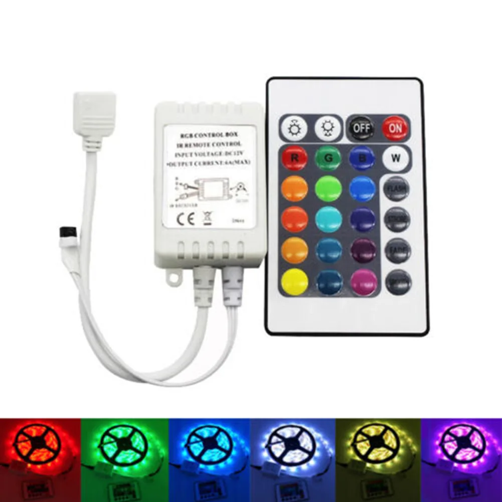 

LED Strip Light RGB Control Box And 24 Keys IR Remote Controller For 12V 3528 5050 Remote Controller CR2025 Home Light Parts