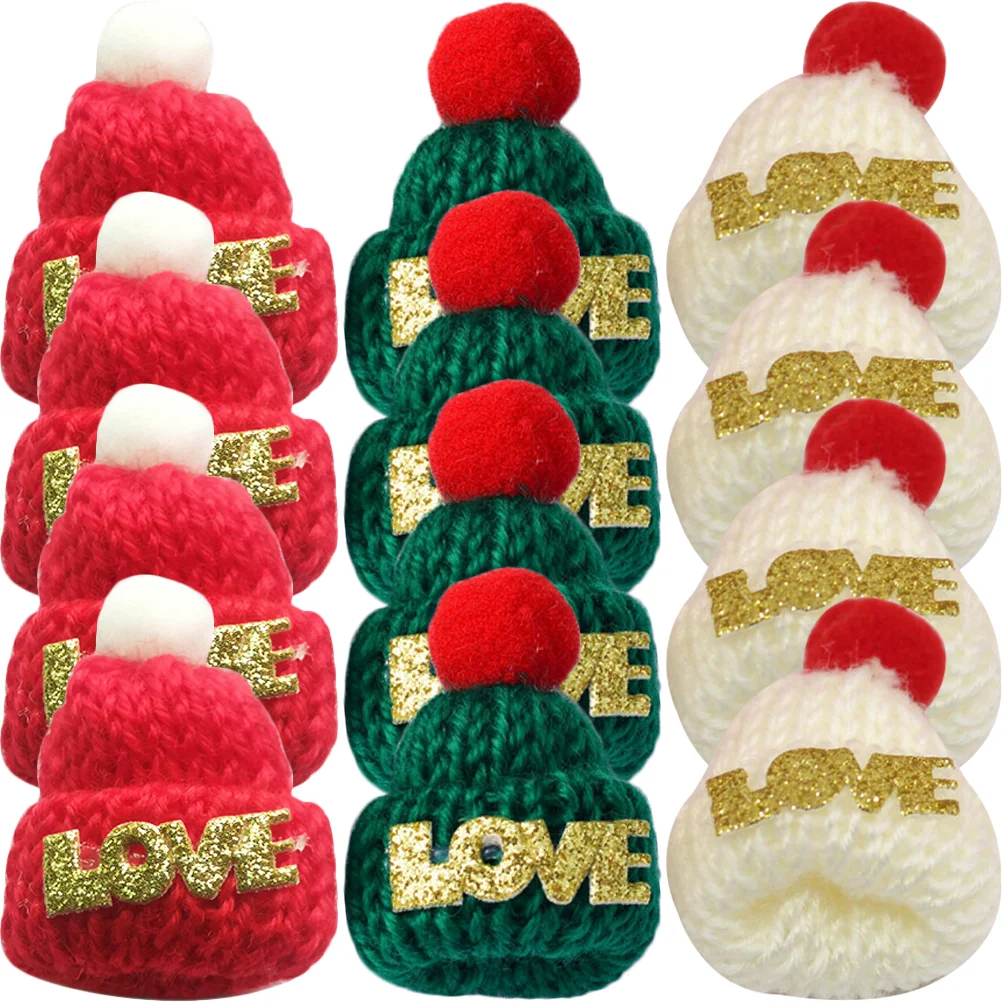 

36 Pcs Accessories Woolen Beanie Mini Small Christmas Bottle Hat Yarn Tree Ornaments