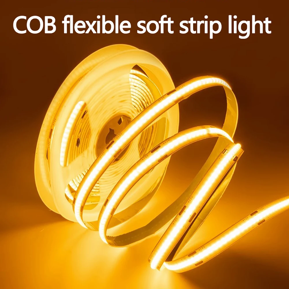 0.9W 5M LED COB Strip Lights With Strong Adhesive Super Bright Energy Saving High Density Linear Lighting Under Cabinet Lights