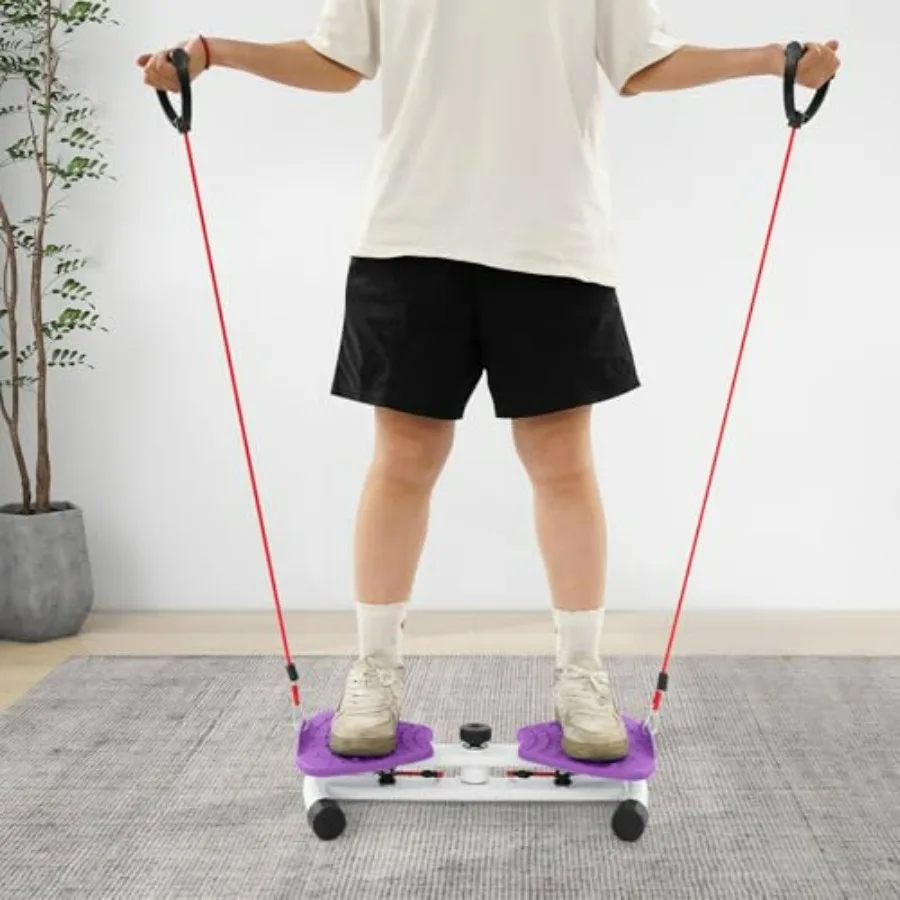 Waist Twister Exercise Board With Resistance Bands, Waist Twister Machine Exercise Purple, Pp Iron Construction,Dual Pedal Desig