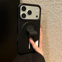 Soft Silicone Grip Holder with Card Slot and Shockproof Magnetic Case Cover - iPhone 14 Pro (Black)