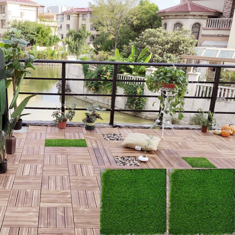 Artificial Splicing Floor Lawn Mat Plant Flooring Plastic Wood Flooring Synthetic Grass Tile Garden Floor Boards Self Matching