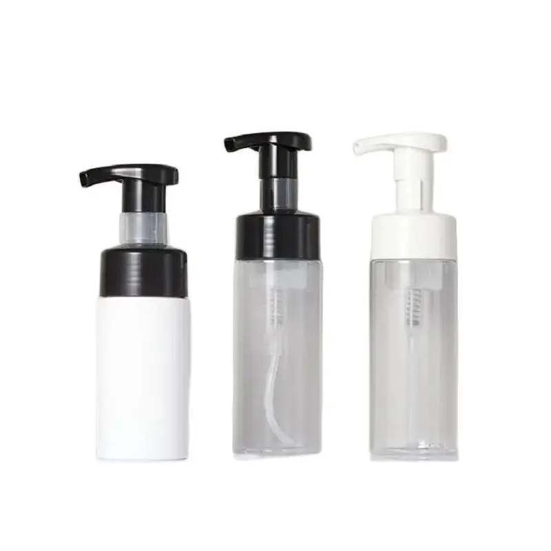 

100ml 150ml Transparent PET Foam Bottle Black White Pump Empty Cosmetic Packing Facial Cleanser Refillable Mousse Bottles 20pcs