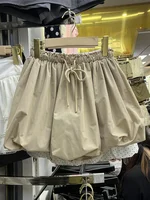 Vintage Sweet Bud Skirt Women A-line Lace-up High Waist Female Mini Skirts Faldas Ajustadas Short Skirts with Lining Dropship