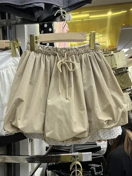 Vintage Sweet Bud Skirt Women A-line Lace-up High Waist Female Mini Skirts Faldas Ajustadas Short Skirts with Lining Dropship 1