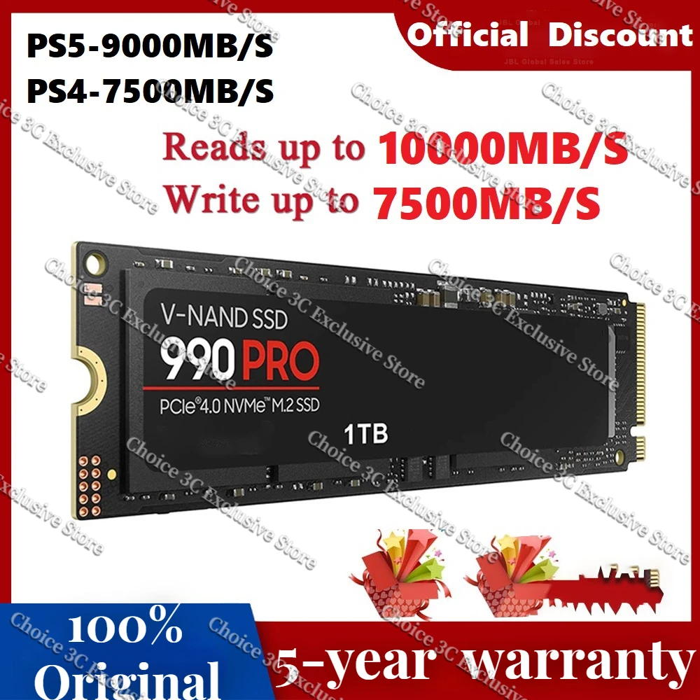 

990Pro 7450MB/s SSD NVMe M.2 2280 512G 1TB 2TB 4TB Internal Solid State Hard Disk M2 PCIe 4.0x4 SSD Drive for PS5 Laptop Desktop