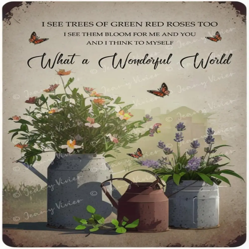 Цветочный жестяной знак Zomyto, винтажные садовые металлические знаки, и я думаю себе, какие мировые цветы, жестяной знак, я вижу деревья зеленого и красного цветов