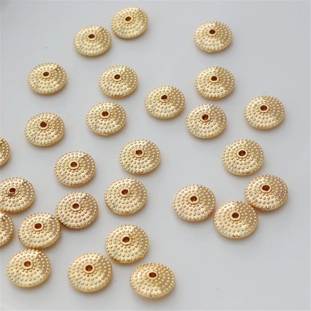 

10mm Flat Dot Flying Saucer Bead 14K Gold Plated Spacer Beads for DIY Jewelry Making Components Bracelets Accessories