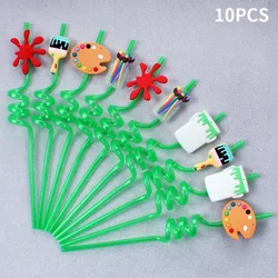 Spiral Art Reusable Straws for Student Parties and Campus Gatherings (Green)