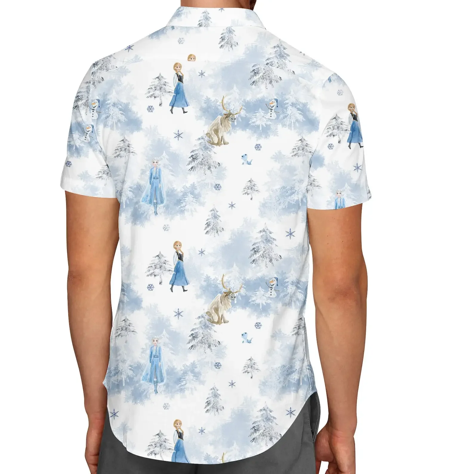 Disney Frozen Inspiration Men's Button Up Short Sleeve Fashion Disney Hawaiian Shirt Vintage Short Sleeve Shirt 2