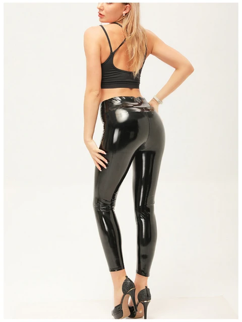 Ultra Shiny Leggings Mirror High Waisted Faux Leather Lighting