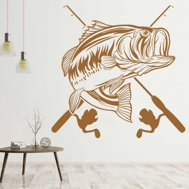 Fishing Wall Sticker Fishing Rod River Fishing Lovers Lifestyle Adventure  Hunting Home Holiday House Decoration Vinyl