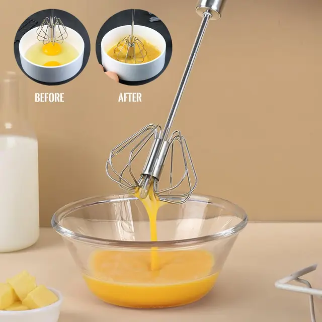 1/3Pcs Semi Automatic Egg Beater Stainless Steel Manual Hand Whisk Mixer Self-Turning Cream Utensils Kitchen Gadgets Egg Tools 3