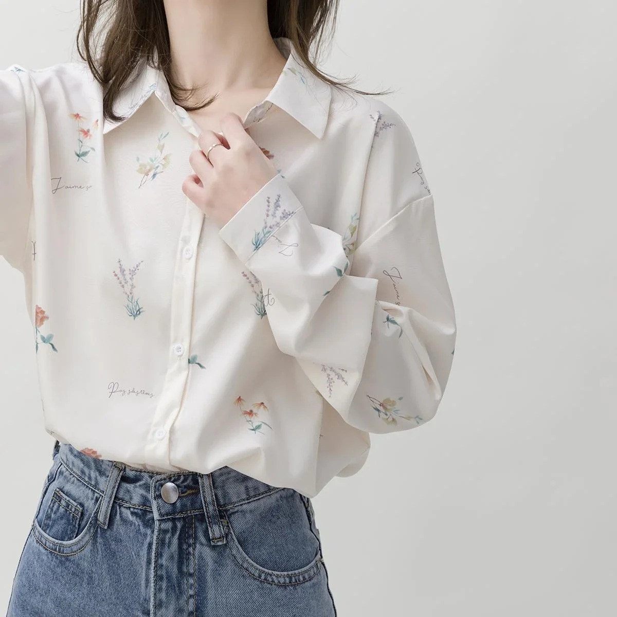

Women Shirts Long Sleeve Chiffon Printed Summer Sun-proof Womens Blouses Loose Casual Korean Style OL Elegant Outwear Streetwear