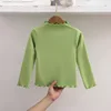 1pcs Spring Autumn Children's T-Shirts Solid Color Tops Kids Half High Collar Long Sleeve Base Shirt Girls Tshirts Clothes 6