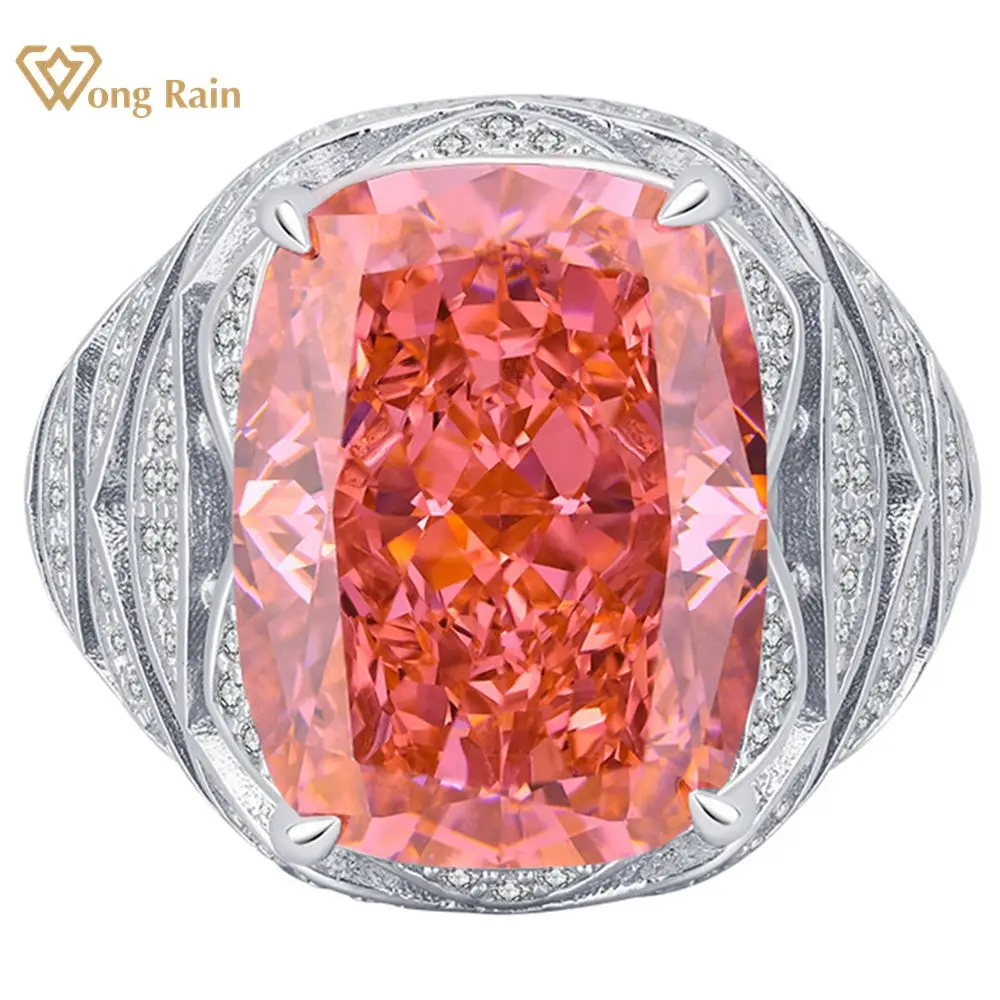 Wong Rain 100% 925 Sterling Silver 14 Ct Creato Padparadscha Citrine Gemstone Cocktail Ring Per Le Donne Regali Di Anniversario Gioielli