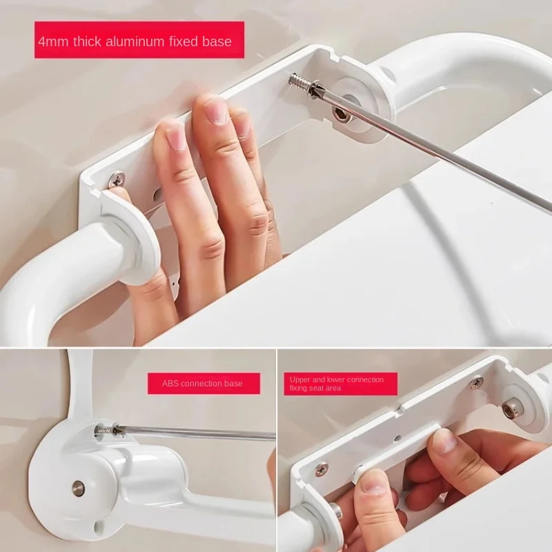 Wall-Mounted Shower Seat Foldable Chair for Elderly Toilet Bath Stool Bathroom Bench for Seniors 4