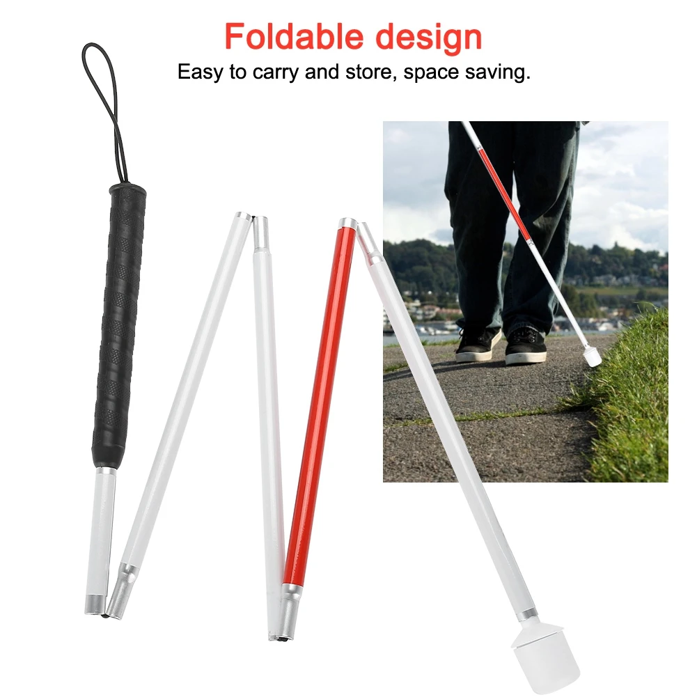 Blind Walking Stick Folding Cane Aluminum Alloy Foldable Reflective Blind Walking Stick Blind Cane Crutch Walking Stick