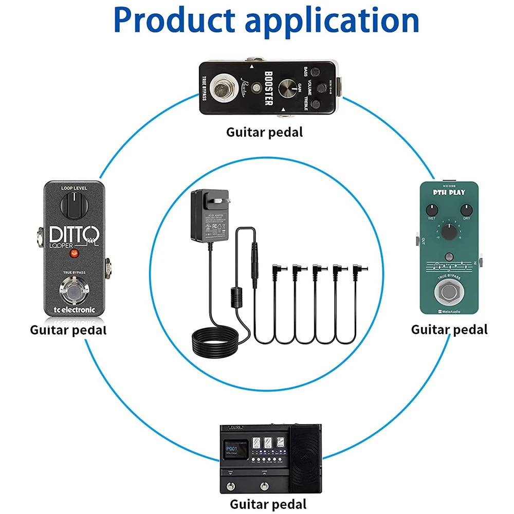 Sound Device Splitter Alimentazione 9V A 5 Vie Per Pedali Effetti - Foto 5