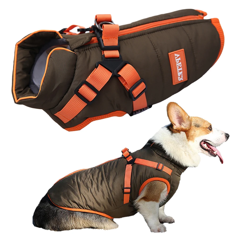 

Winter Dog Harness Clothes Waterproof Warm Pet Cotton Jacket for Corgi French Bulldog Clothing for Small Medium Dogs Puppy Coat