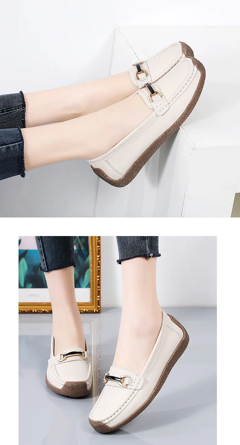 2024 neue Frühling/herbst Große Größe Frauen Wohnungen Frau Casual Schuhe Slip-on Loafers Echtes Leder Mokassins Weibliche boot Schuhe – Detail 3