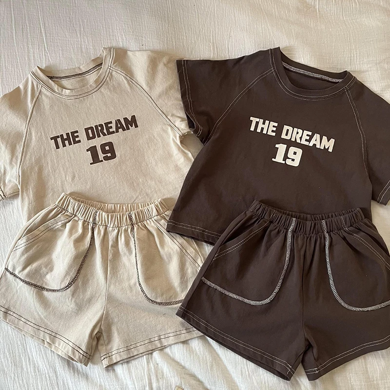 Kids Summer Sports Tracksuit Tee Shorts Set