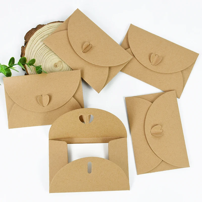 

10pcs Kraft Paper Envelopes Retro Blank Mini Paper Greeting Card Name Card Envelope Wedding Birthday Festival Party Gift Supplie