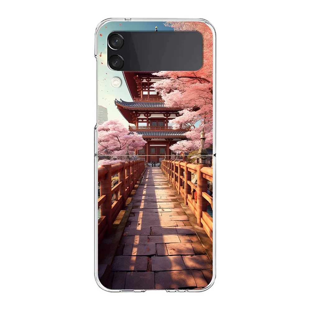 Hard Folding Clear Phone Case with Ink and Wash Landscape Design