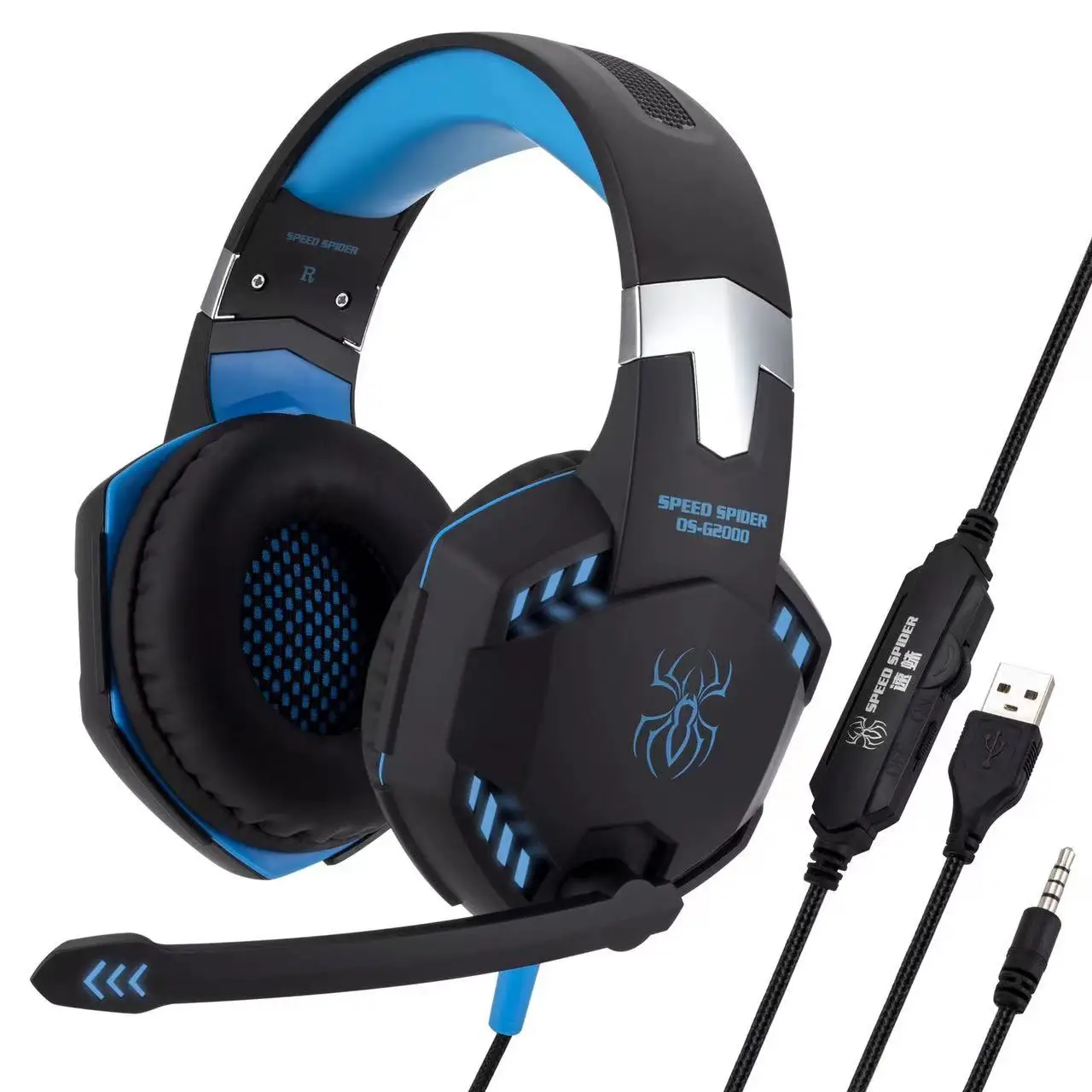 G2000 Gaming Headsets Big Headphones with Light Mic Stereo Earphones Deep Bass For PC Computer Gamer Laptop PS4 New X-BOX wired headphones,wired earphone,gaming headphones,wired headset