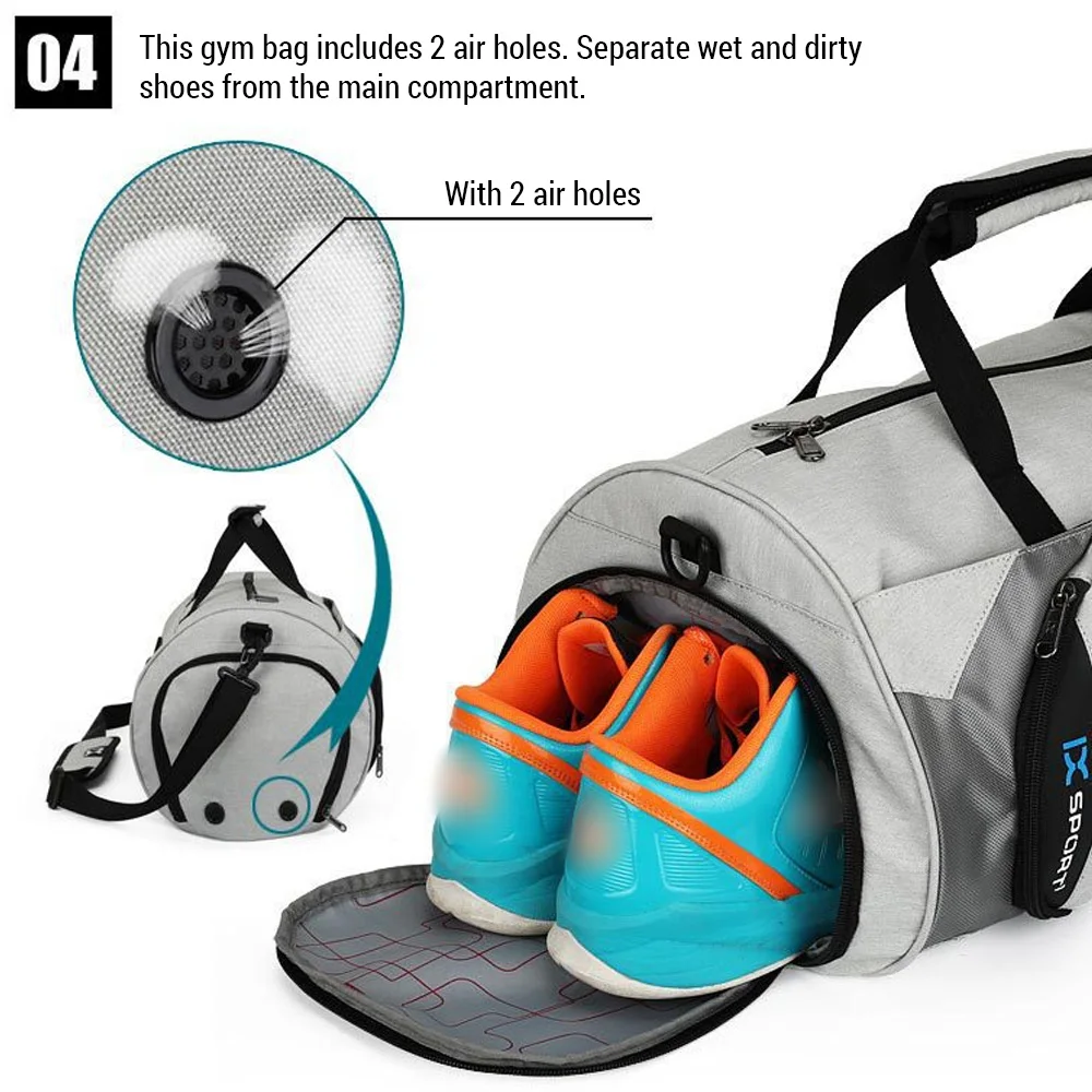 Sports Duffel Bag Travel Gym Bag Small Fitness with Shoe Compartments for Outdoor Men Women Sports Handbag Equipment