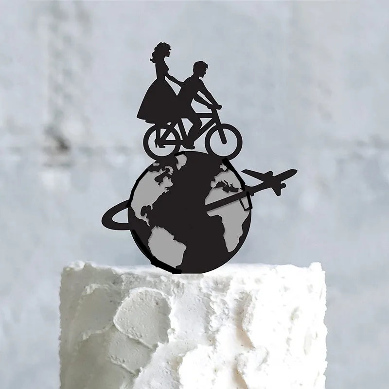 UTF4C Bicycle Cake Topper With Pets - Acrylic Wedding Birthday Cake Decoration - View #5