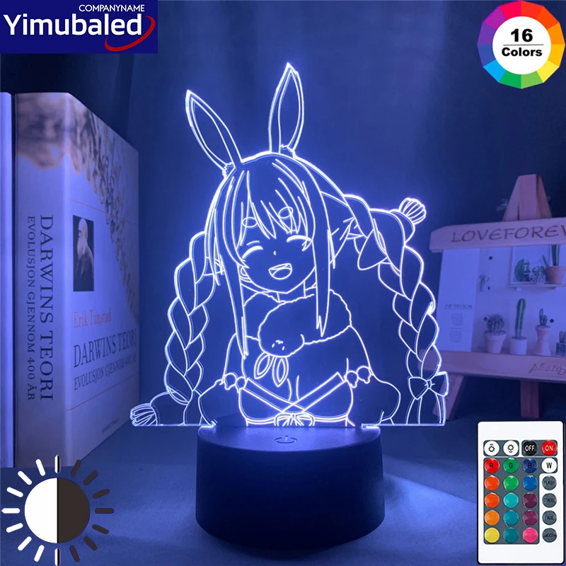 Kawaii Usada Pekora Hololive Vtuber Led Night Light for Room Bedroom 16/7 Colors Flash Decorative 3d Table Lamp Manga Nightlight led night light