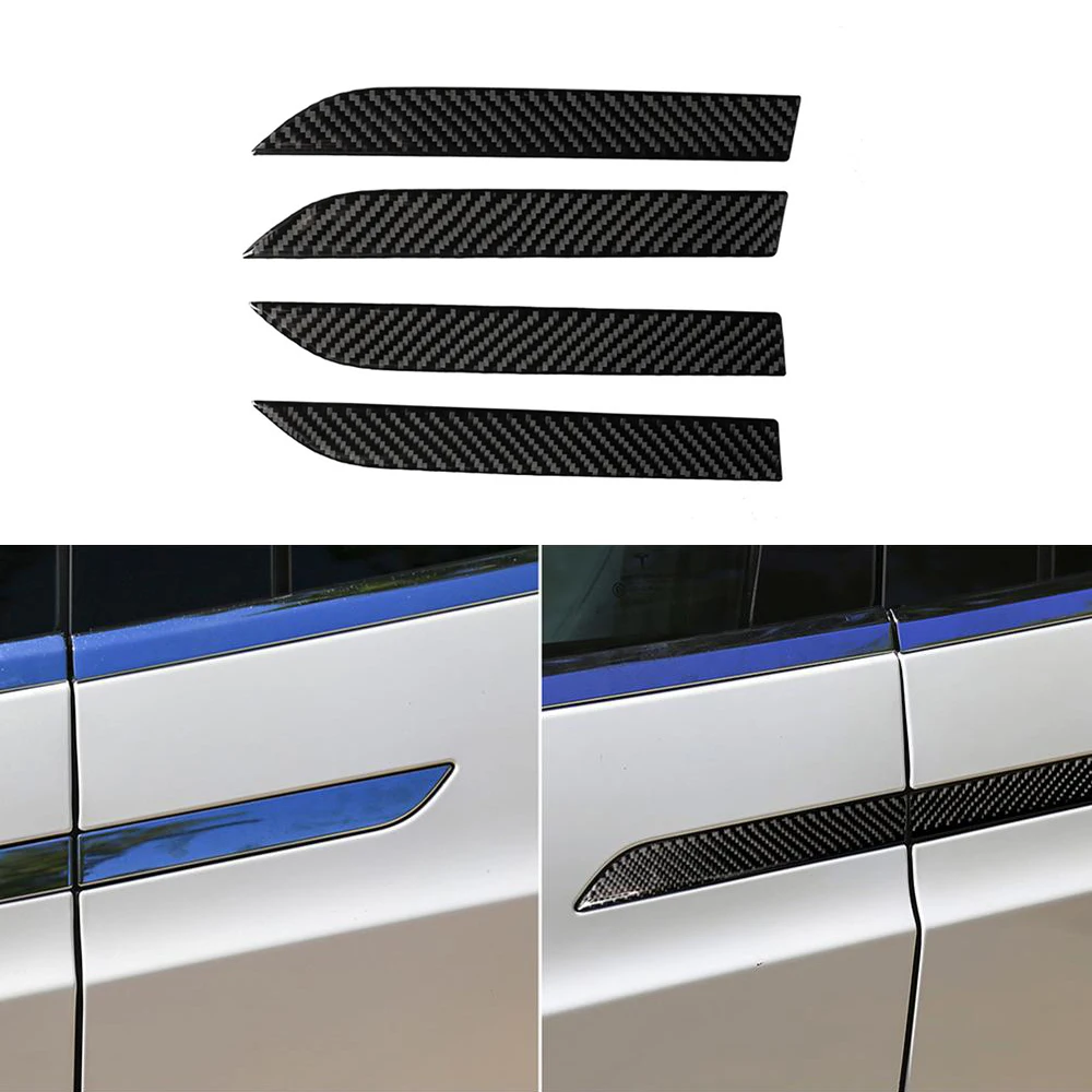 

For Tesla Model X Car Door Handle Protector Sticker Real Carbon Fiber Anti-scratch Cover Flexible Exterior Trim Car Styling